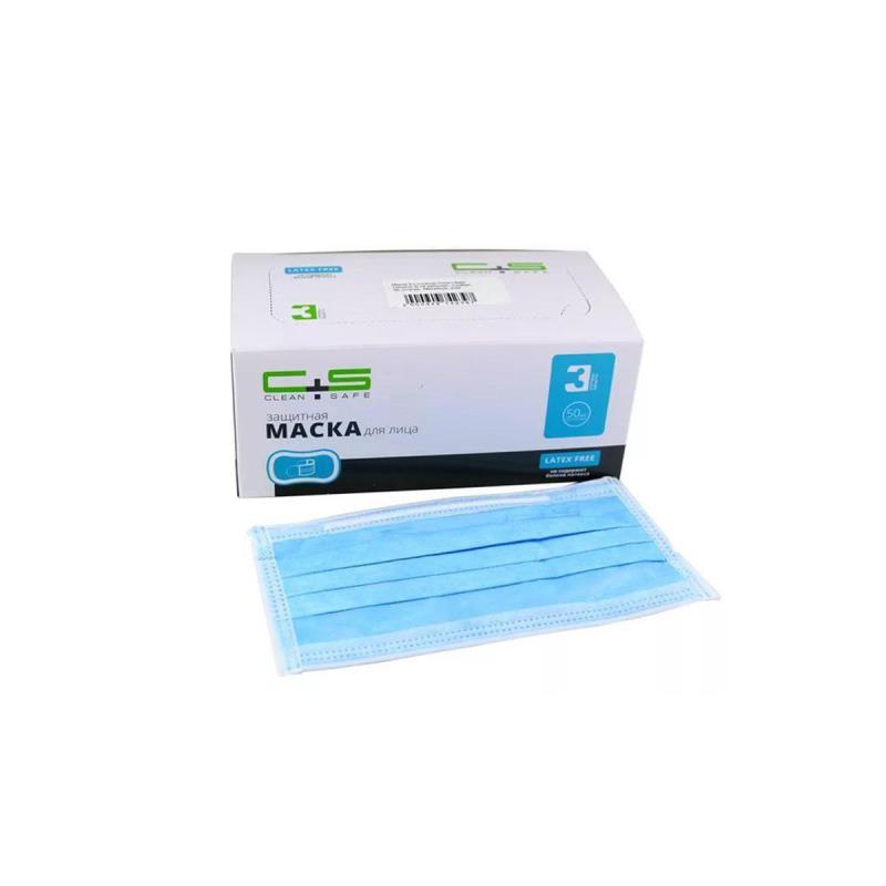 Маска 3-сл 50шт Clean+safe  PRO2 зеленая защита 3